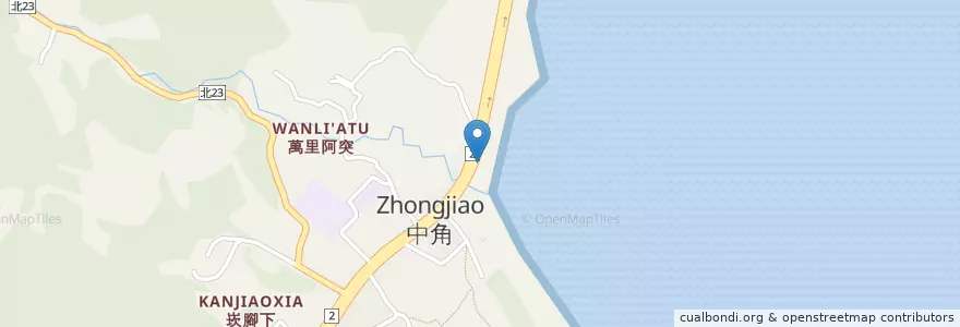 Mapa de ubicacion de 中角灣咖啡餐飲 en 타이완, 신베이 시, 진산 구.