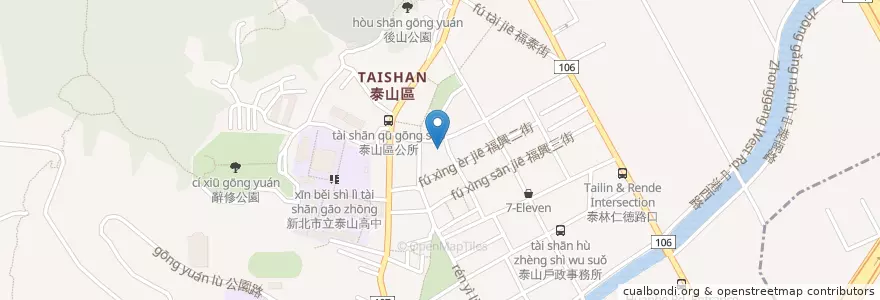 Mapa de ubicacion de 早餐店 en Taiwan, 新北市, 泰山區.