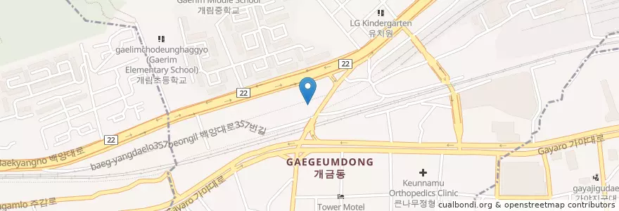 Mapa de ubicacion de 개금동 en كوريا الجنوبية, بسان, 부산진구, 개금동.