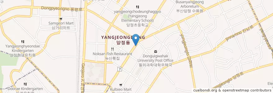 Mapa de ubicacion de 양정동 en Республика Корея, Пусан, 연제구, 양정동.