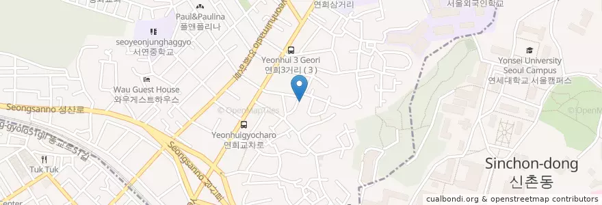 Mapa de ubicacion de 연희교회 en 韩国/南韓, 首尔, 西大門區, 연희동.