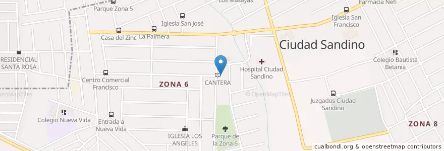 Mapa de ubicacion de Cantera Zona#6 en Nicarágua, Departamento De Managua, Ciudad Sandino (Municipio).
