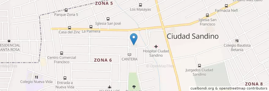 Mapa de ubicacion de Iglesia Mormenes Zona 6 en Nikaragua, Departamento De Managua, Ciudad Sandino (Municipio).