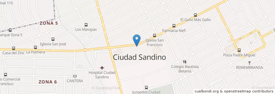Mapa de ubicacion de Bampro en ニカラグア, マナグア県, Ciudad Sandino (Municipio).