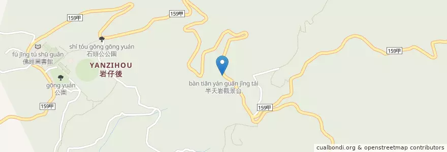 Mapa de ubicacion de 半天岩觀景台 en Taiwan, Taiwan Province, Chiayi County, Fanlu Township.