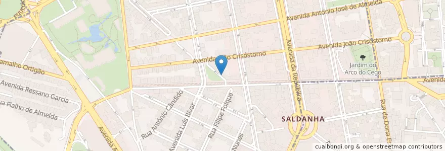 Mapa de ubicacion de Clínica Cautela en 포르투갈, Área Metropolitana De Lisboa, Lisboa, Grande Lisboa, 리스본, Avenidas Novas.