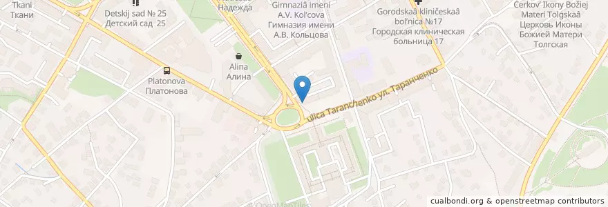 Mapa de ubicacion de Славянское en Rusia, Distrito Federal Central, Óblast De Vorónezh, Городской Округ Воронеж.