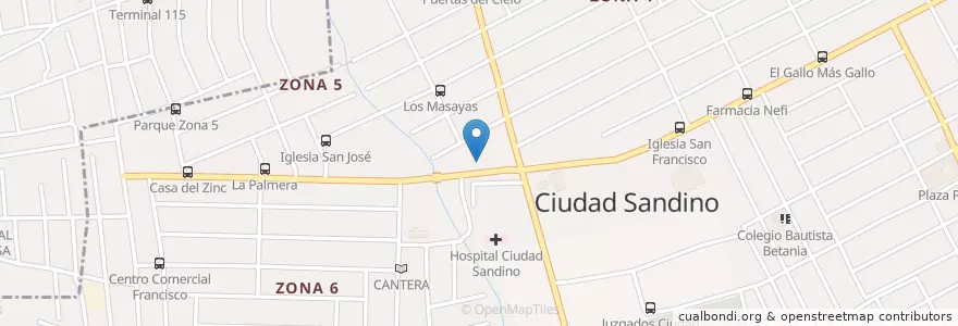 Mapa de ubicacion de Bar (El Yadis) Zona#4 en 니카라과, Departamento De Managua, Ciudad Sandino (Municipio).