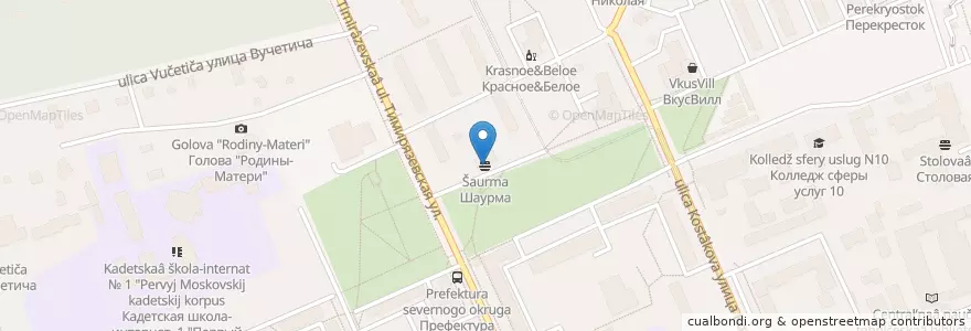 Mapa de ubicacion de Шаурма en Россия, Центральный Федеральный Округ, Москва, Северный Административный Округ, Тимирязевский Район.