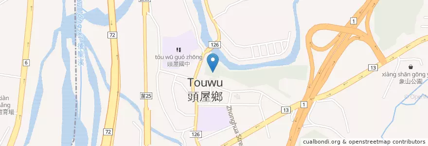 Mapa de ubicacion de 福德祠 en 타이완, 타이완성, 먀오리 현, 터우우향.
