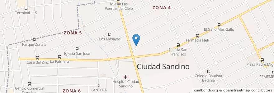 Mapa de ubicacion de COLEGIO FRATERNIDAD    ZONA#4 en 니카라과, Departamento De Managua, Ciudad Sandino (Municipio).
