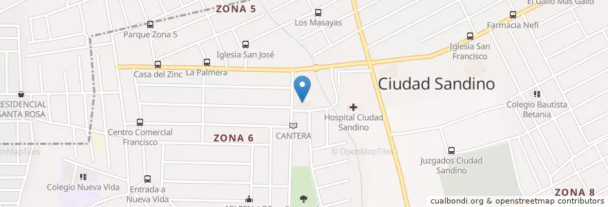 Mapa de ubicacion de IGLESIA MORMONES ZONA#6 en Nicaragua, Departamento De Managua, Ciudad Sandino (Municipio).