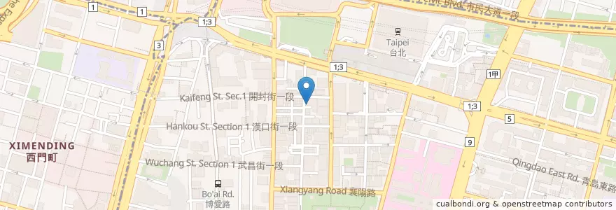 Mapa de ubicacion de 亞特咖啡豆行 en 臺灣, 新北市, 臺北市, 中正區.