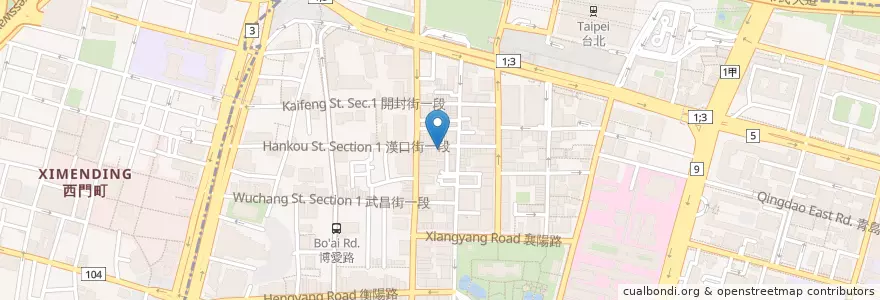Mapa de ubicacion de 丹堤咖啡 en 臺灣, 新北市, 臺北市, 中正區.