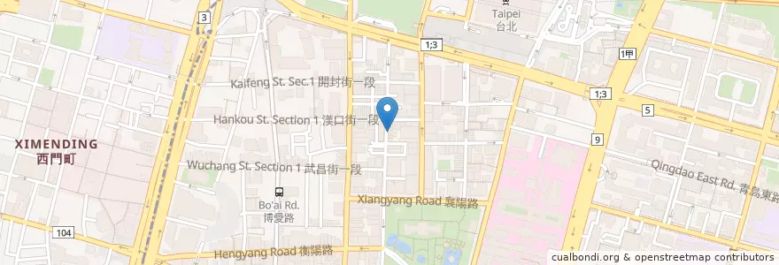 Mapa de ubicacion de 美味自助餐 en 臺灣, 新北市, 臺北市, 中正區.