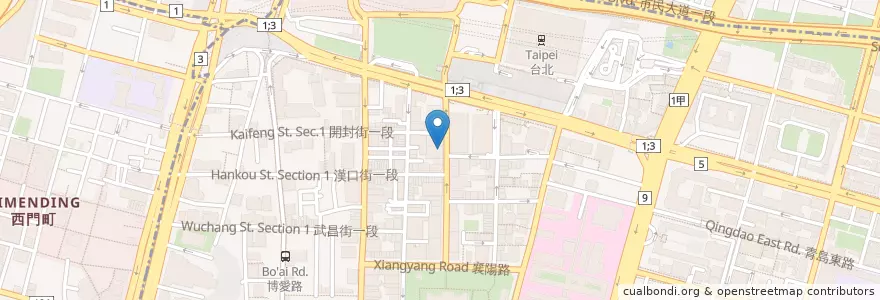Mapa de ubicacion de 威靈頓街1號-粥麵茶餐廳 en Taiwan, Nuova Taipei, Taipei, 中正區.