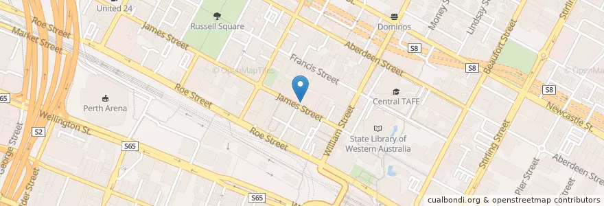 Mapa de ubicacion de Outback Jack's en استرالیا, Western Australia, City Of Perth.