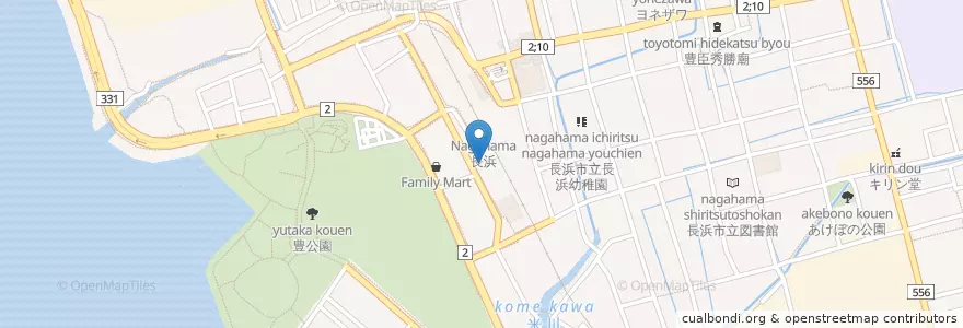 Mapa de ubicacion de 長浜市営駅西駐車場 en Japan, Shiga Prefecture, Nagahama.