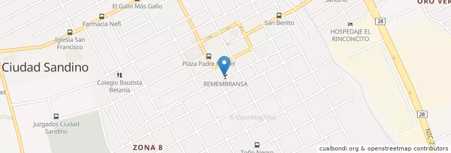 Mapa de ubicacion de REMEMBRANSA en Nicaragua, Departamento De Managua, Ciudad Sandino (Municipio).