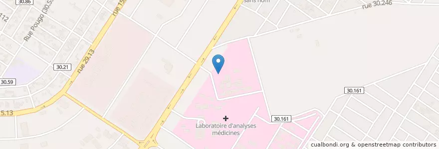 Mapa de ubicacion de CMA du secteur 30 en ブルキナファソ, Centre, Kadiogo, ワガドゥグー.