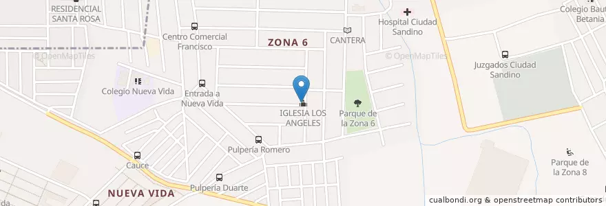 Mapa de ubicacion de IGLESIA LOS ANGELES zona #6 en نيكاراجوا, Departamento De Managua, Ciudad Sandino (Municipio).