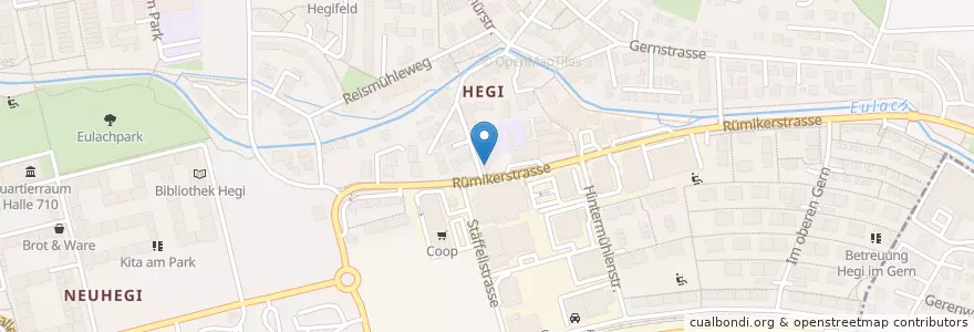 Mapa de ubicacion de Betreuung Hegi Dorf en Switzerland, Zurich, Bezirk Winterthur, Winterthur.
