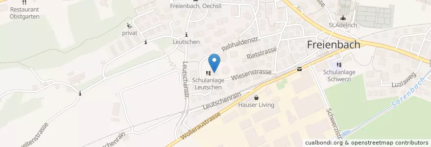 Mapa de ubicacion de Lehrschwimbecken Leutschen en Suíça, Schwyz, Höfe, Freienbach.