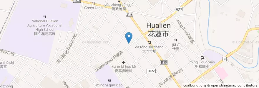 Mapa de ubicacion de 艋舺雞排 en تایوان, 臺灣省, هوالاین, 花蓮市.