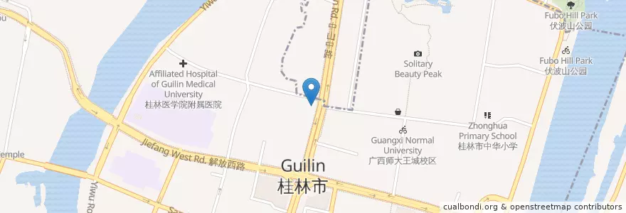 Mapa de ubicacion de 中国银行 en چین, گوانگشی, 桂林市.
