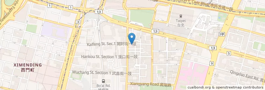 Mapa de ubicacion de 東京哲麵開封店 en 台湾, 新北市, 台北市, 中正区.
