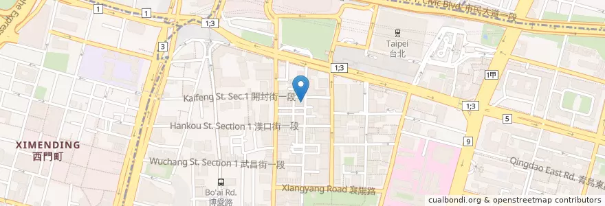 Mapa de ubicacion de 八芳美食快餐 en تايوان, تايبيه الجديدة, تايبيه, 中正區.