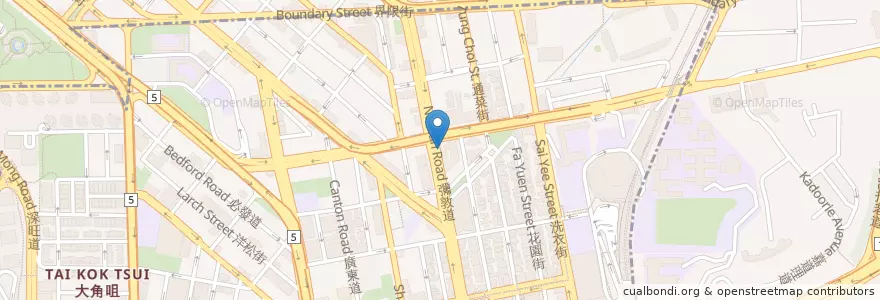 Mapa de ubicacion de 港豐人民幣找換 Kong Fung RMB Exchange en China, Cantão, Hong Kong, Kowloon, Novos Territórios, 油尖旺區 Yau Tsim Mong District.