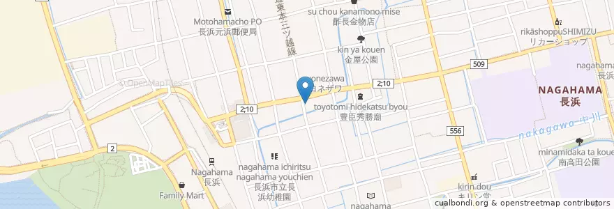 Mapa de ubicacion de 長浜信用金庫本店 en Japão, 滋賀県, 長浜市.