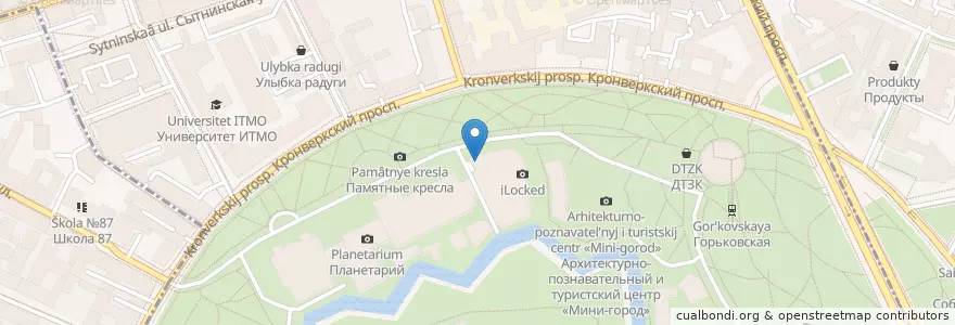 Mapa de ubicacion de Marcellis en Russia, Northwestern Federal District, Leningrad Oblast, Saint Petersburg, Petrogradsky District, Округ Кронверкское.