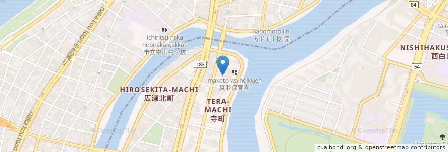 Mapa de ubicacion de 本願寺広島別院 en Japão, 広島県, 広島市, 西区.