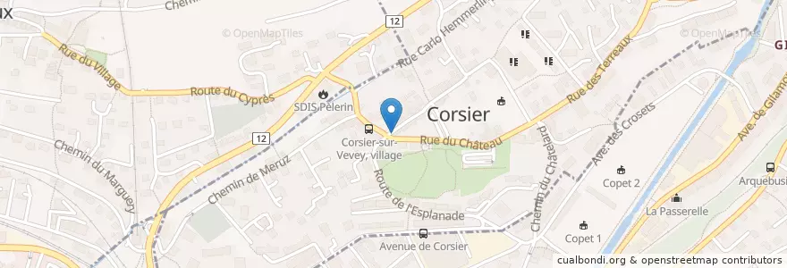 Mapa de ubicacion de Poste de Corsier en Suíça, Vaud, District De La Riviera-Pays-D’Enhaut, Vevey.