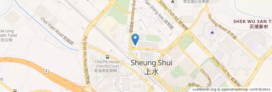 Mapa de ubicacion de 潮明園 en China, Hong Kong, Guangdong, New Territories, North District.