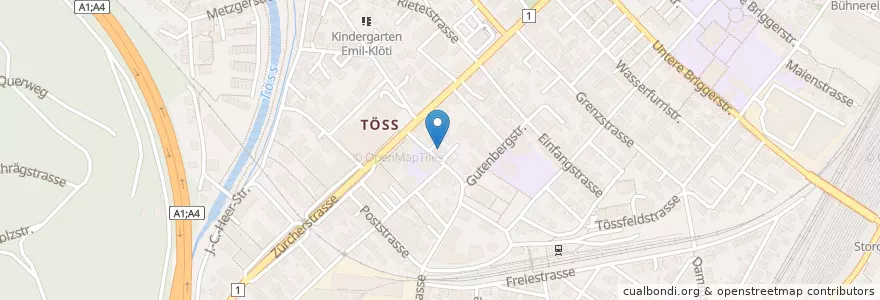 Mapa de ubicacion de Thai Tae en Suiza, Zúrich, Bezirk Winterthur, Winterthur.