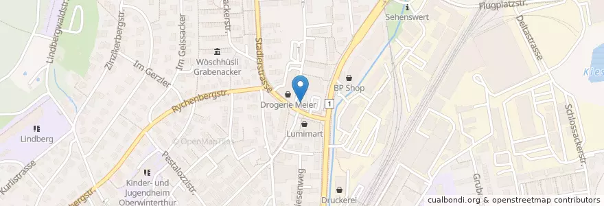 Mapa de ubicacion de UBS en Schweiz/Suisse/Svizzera/Svizra, Zürich, Bezirk Winterthur, Winterthur.