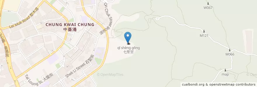 Mapa de ubicacion de 七聖宮 en Chine, Guangdong, Hong Kong, Nouveaux Territoires, 葵青區 Kwai Tsing District.