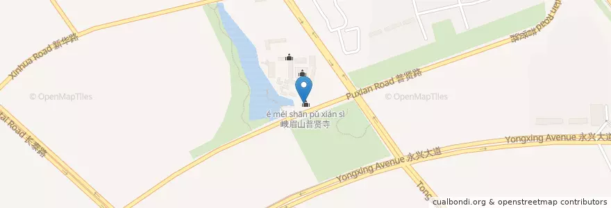 Mapa de ubicacion de 峨眉山普贤寺 en Chine, 南通市, 港闸区, 唐闸镇街道.