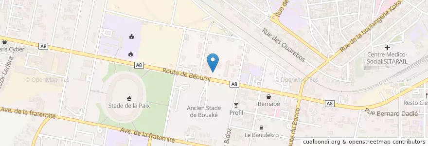 Mapa de ubicacion de La Poste en Costa D'Avorio, Vallée Du Bandama, Gbêkê.