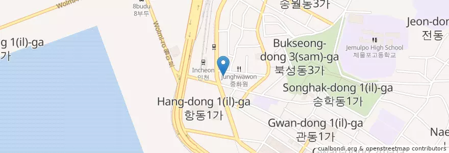 Mapa de ubicacion de 신승반점 en 대한민국, 인천, 중구, 북성동.