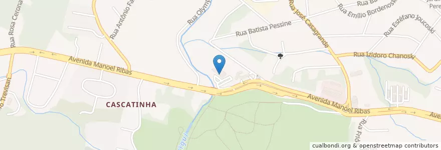 Mapa de ubicacion de Churrascão Colônia en ブラジル, 南部地域, パラナ, Região Geográfica Intermediária De Curitiba, Região Metropolitana De Curitiba, Microrregião De Curitiba, クリチバ.