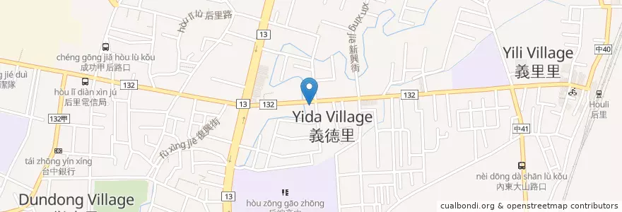 Mapa de ubicacion de 后里區農會義里辦事處 en 臺灣, 臺中市, 后里區.