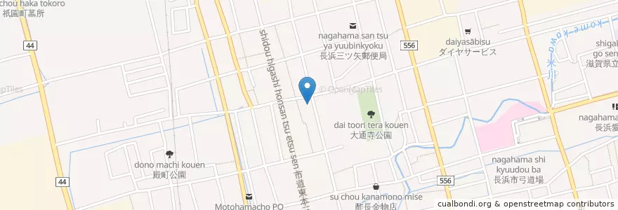 Mapa de ubicacion de 三ツ矢大神宮 en اليابان, شيغا, 長浜市.