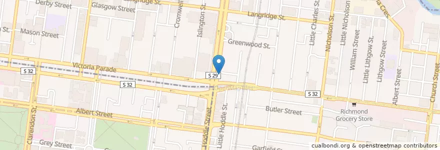 Mapa de ubicacion de 2 Hoddle Street en Australië, Victoria, City Of Yarra.