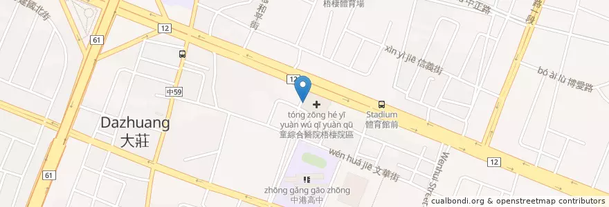 Mapa de ubicacion de 童綜合醫院旋轉餐廳24樓廁所 en Taiwan, Taichung, Distretto Di Wuqi.