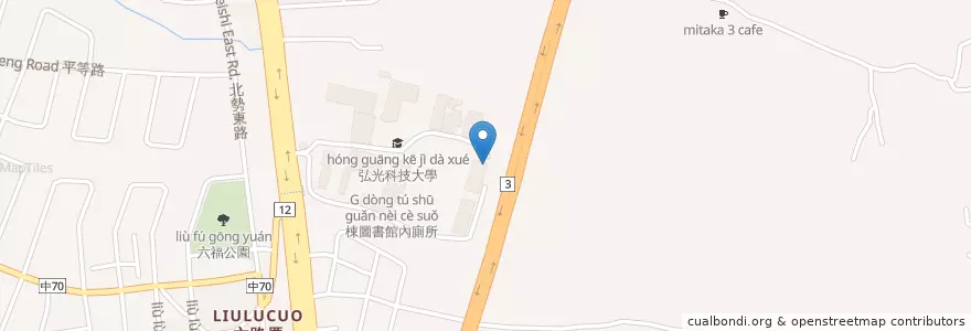 Mapa de ubicacion de J棟男廁所;J棟性別友善廁所 en Taiwan, Taichung, Shalu District.