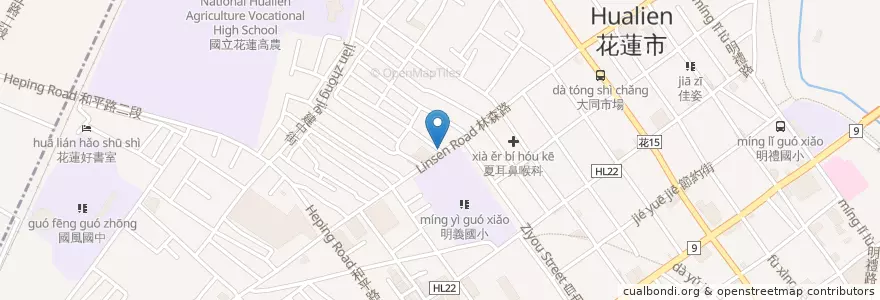 Mapa de ubicacion de 鰻魚飯 en Taiwán, Provincia De Taiwán, Condado De Hualien, 花蓮市.